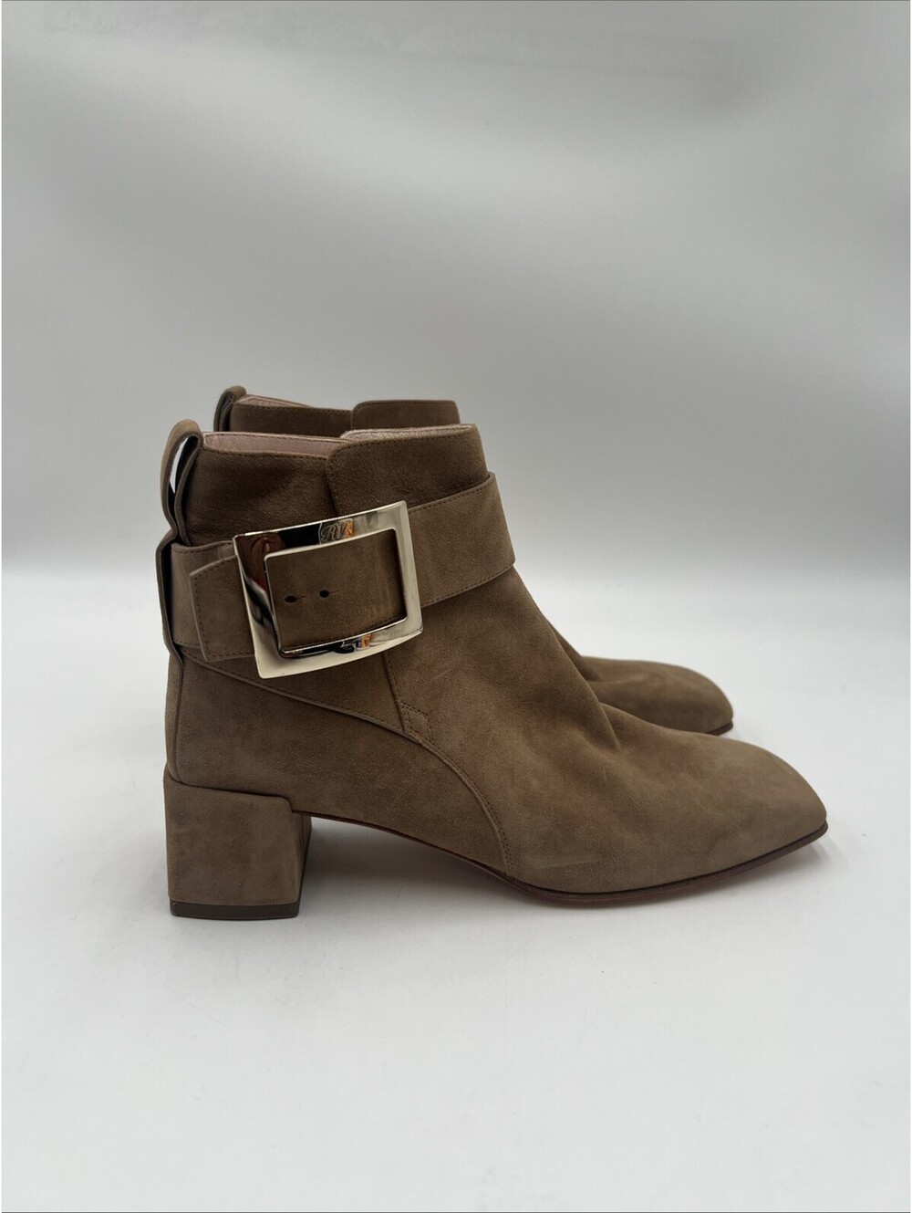 Women’s Roger Vivier Suede So Vivier Ankle Boot Brown Size 37.5